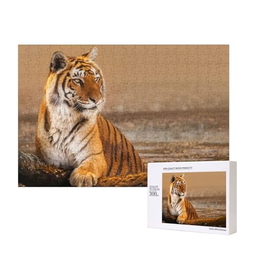 Selbstbewusster lächelnder Tiger 300-teiliges Puzzle, Für Kinder ab 9 Jahren Lernspielzeug-300 Teile 28X40cm von houhm