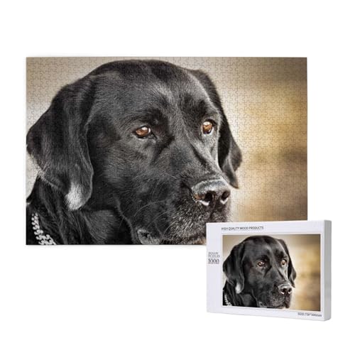 Silberkette Schwarzer Hund Puzzle 1000 Teile für Erwachsene, Lernspiele, Heimdekorationspuzzle – Denksport-Puzzle 1000 Teile von houhm