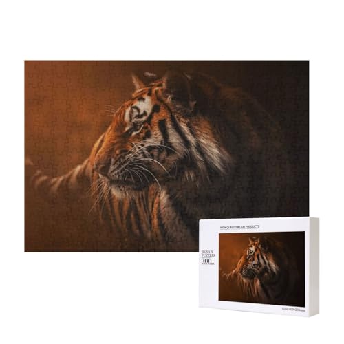 Sonnenaufgang Tiger 300-teiliges Puzzle, Für Kinder ab 9 Jahren Lernspielzeug-300 Teile 28X40cm von houhm