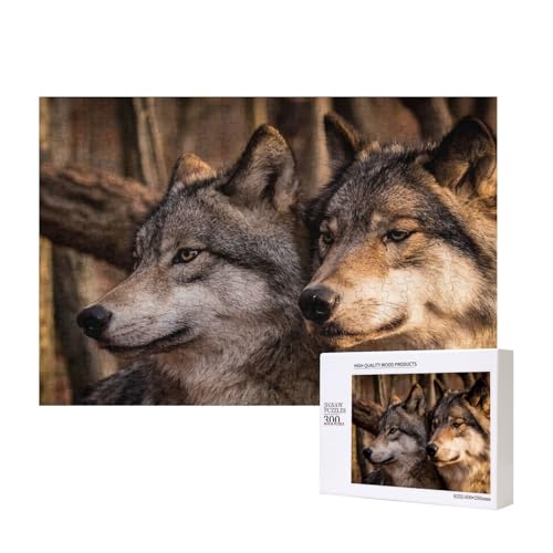 Soziales Wolfspaar 300-teiliges Puzzle, Für Kinder ab 9 Jahren Lernspielzeug-300 Teile 28X40cm von houhm