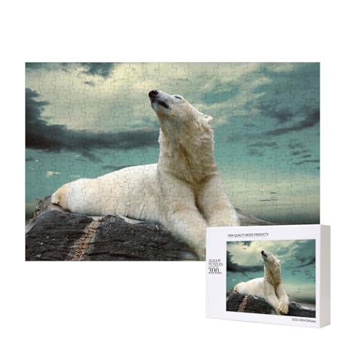 Starker Eisbär 300-teiliges Puzzle, Für Kinder ab 9 Jahren Lernspielzeug-300 Teile 28X40cm von houhm