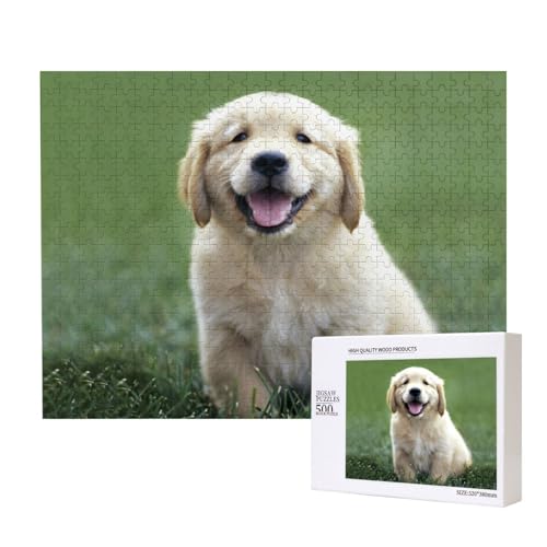 Süßer Golden Retriever Puzzle für 500 Personen, für Erwachsene und Kinder ab 12 Jahren, anspruchsvolles Puzzle, Puzzlegröße 38 x 52 cm von houhm