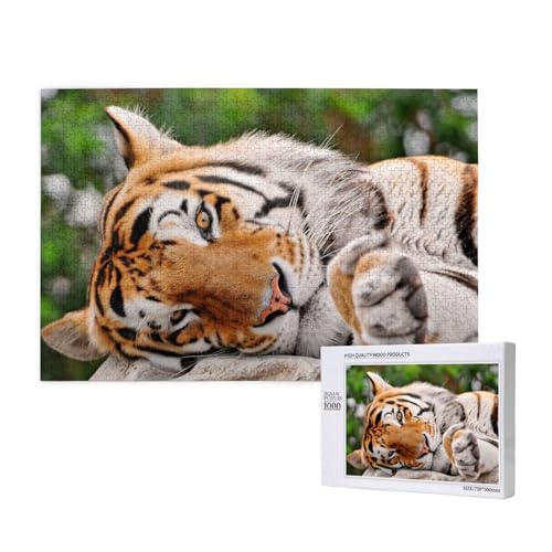 Tiger mit stumpfen Augen Puzzle 1000 Teile für Erwachsene, Lernspiele, Heimdekorationspuzzle – Denksport-Puzzle 1000 Teile von houhm