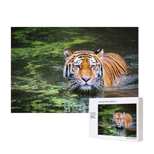 Tiger überquert den Fluss 300-teiliges Puzzle, Für Kinder ab 9 Jahren Lernspielzeug-300 Teile 28X40cm von houhm