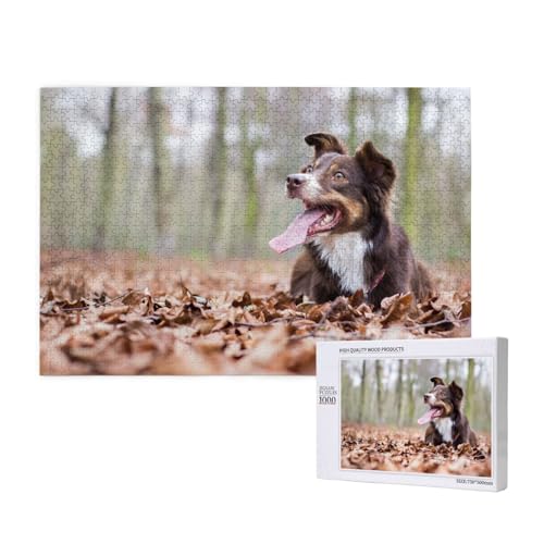 Tote Blätter, Lange Zunge, Hund Puzzle 1000 Teile für Erwachsene, Lernspiele, Heimdekorationspuzzle – Denksport-Puzzle 1000 Teile von houhm