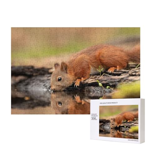 Trinkendes Eichhörnchen 300-teiliges Puzzle, Für Kinder ab 9 Jahren Lernspielzeug-300 Teile 28X40cm von houhm