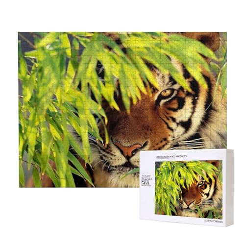 Verstecken - Liebender Tiger Puzzle für 500 Personen, für Erwachsene und Kinder ab 12 Jahren, anspruchsvolles Puzzle, Puzzlegröße 38 x 52 cm von houhm