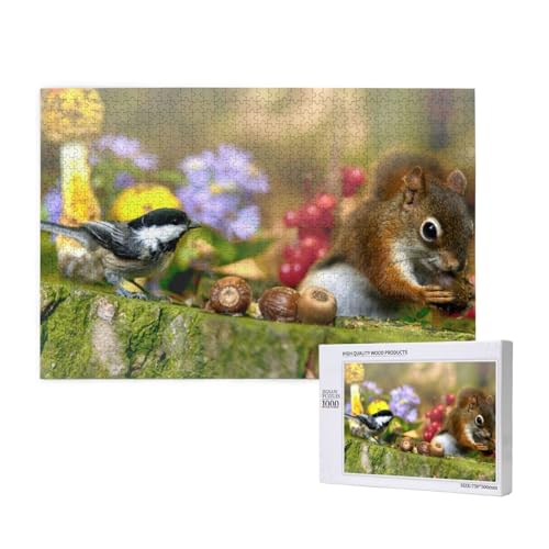 Vögel und Eichhörnchen Puzzle 1000 Teile für Erwachsene, Lernspiele, Heimdekorationspuzzle – Denksport-Puzzle 1000 Teile von houhm