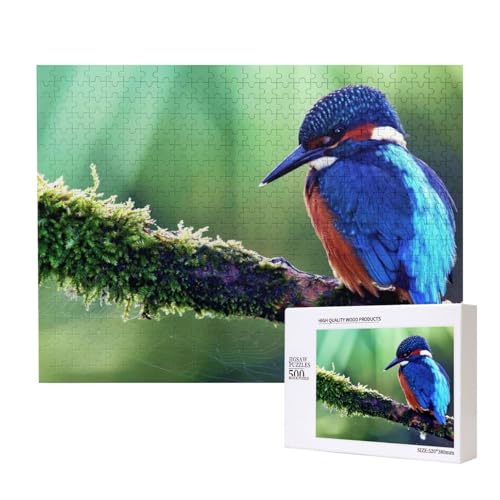 Vogel mit blauen Federn Puzzle für 500 Personen, für Erwachsene und Kinder ab 12 Jahren, anspruchsvolles Puzzle, Puzzlegröße 38 x 52 cm von houhm