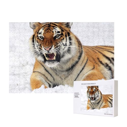 Wilder Schneetiger 300-teiliges Puzzle, Für Kinder ab 9 Jahren Lernspielzeug-300 Teile 28X40cm von houhm