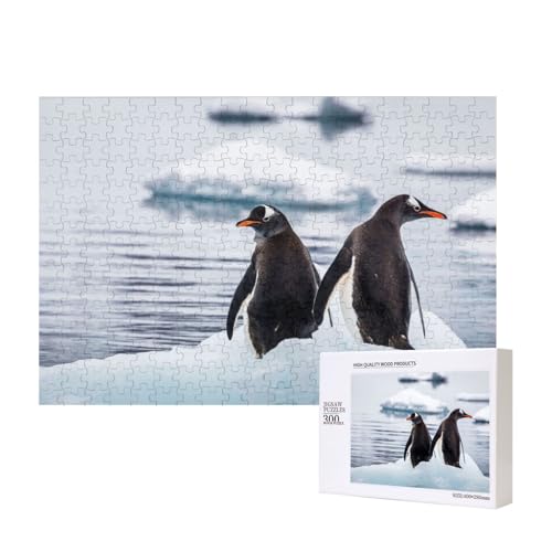 Zwei Pinguine blicken zurück 300-teiliges Puzzle, Für Kinder ab 9 Jahren Lernspielzeug-300 Teile 28X40cm von houhm