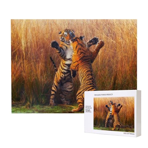 Zwei Tiger kämpfen Puzzle für 500 Personen, für Erwachsene und Kinder ab 12 Jahren, anspruchsvolles Puzzle, Puzzlegröße 38 x 52 cm von houhm