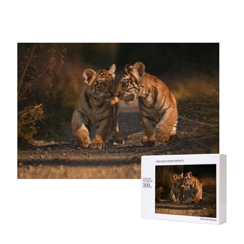 Zwei Tigerjunge Machen einen Spaziergang 300-teiliges Puzzle, Für Kinder ab 9 Jahren Lernspielzeug-300 Teile 28X40cm von houhm