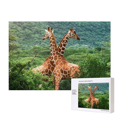 Zwei große Giraffen 300-teiliges Puzzle, Für Kinder ab 9 Jahren Lernspielzeug-300 Teile 28X40cm von houhm