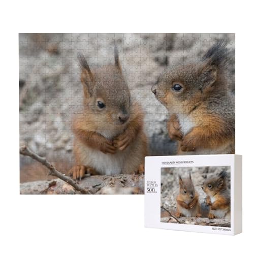 Zwei kleine Eichhörnchenfreunde Puzzle für 500 Personen, für Erwachsene und Kinder ab 12 Jahren, anspruchsvolles Puzzle, Puzzlegröße 38 x 52 cm von houhm