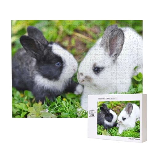 Zwei puppenartige Kaninchen Puzzle für 500 Personen, für Erwachsene und Kinder ab 12 Jahren, anspruchsvolles Puzzle, Puzzlegröße 38 x 52 cm von houhm