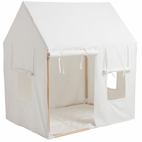 howa Kinderzelt Spielzelt Kinder Indoor aus 100% Baumwolle mit Holzstäben, inkl. Rutschfester gepolsterter Bodenmatte Kuschelecke Kinderzimmer, Creme - Weiß, 80x110x125 cm 8515 von howa