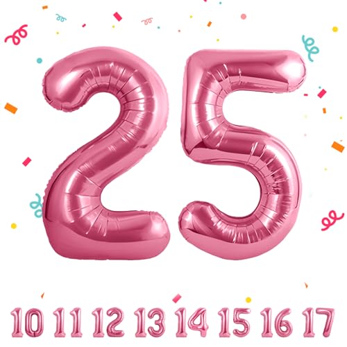 ballonluftballon 25 jahre | Rose 25 ballons-40"-101cm 25 Geburtstagsdeko -25 Folienballon Zahl Deko zum Geburtstag fliegt mit Helium 25 Geburtstag für Männer Frauen 25 Geburtstagsparty Jubiläum von hpnparty