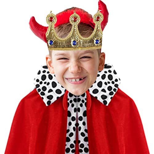 5 König Kostüm Kap für Kinder, Kind Rote König Königin Robe Mardi Gras Cape Kostüm Zubehör, Mittelalterliche Prinz König Kostüm Cape, Roter Mantel Cape, und König Krone Stirnband Huiba von huiba