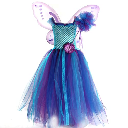 Baby Mädchen Weihnachten Kleid Fee Prinzessin Kostüm Für Kinder Cosplay | Prinzessin Kostüm für Mädchen mit Zauberstab und Flügel für Geburtstagsfeier Huiba von huiba