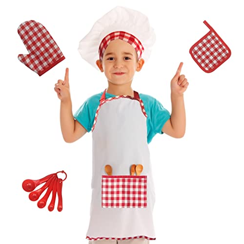 Kochen Chef Set Kinder - Chef Rollenspiel Kostüm Set für Kinder - Chef Hut Schürze Dressing Chef Kostüm, Backutensilien Dress Up Rollenspiel Spielzeug Geschenk für 3-8 Jahre alt Abbto von huiba