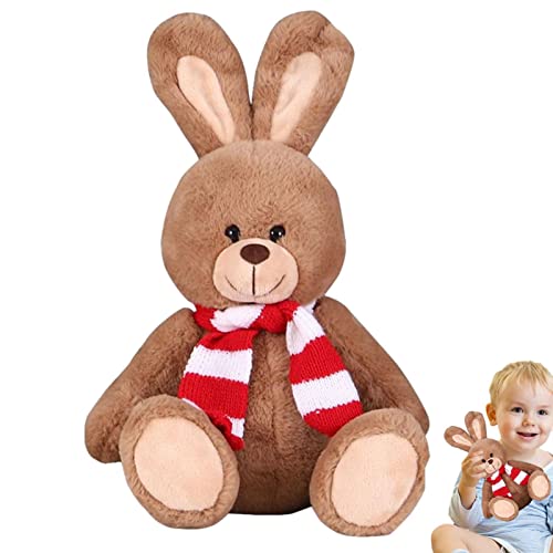 Plüsch Kaninchen Stofftier, Kaninchen mit Schal Plüsch Bunny Stofftier, Kuschelbares Bunny Plüsch für Mädchen Kinder Geburtstag Ostern Geschenke, 24cm Huiba von huiba