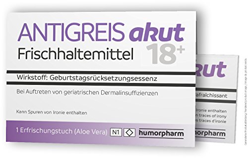 humorpharm Witzige Geschenkidee zum 18. Geburtstag ANTIGREIS akut - für alle ab 18" - Scherzartikel von humorpharm