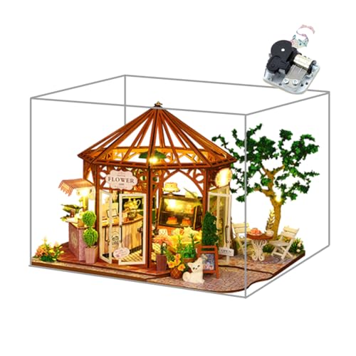 DIY Holz Miniatur Puppenhaus Kit LED Licht DIY Kaffee Blumenladen Gebäude Modell Zubehör mit Staubschutz und Musik Geburtstagsgeschenk von hvmabeck