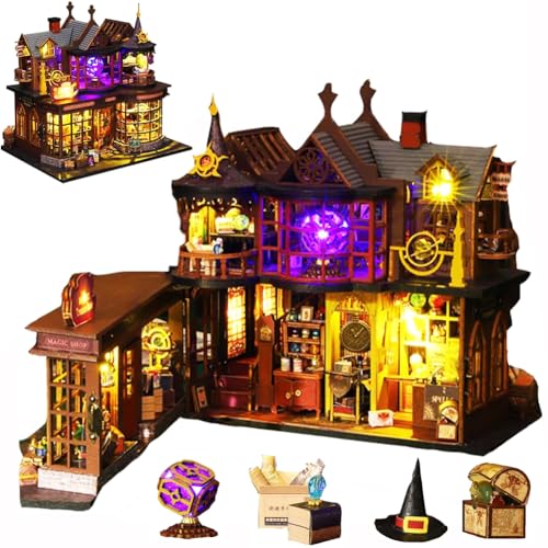 Miniaturhaus-Set zum Selbermachen mit Möbeln, Puppenhaus-Set, LED-Licht, magisches Puppenhaus Mini-Puppenhaus, Spielzeug für Erwachsene von hvmabeck