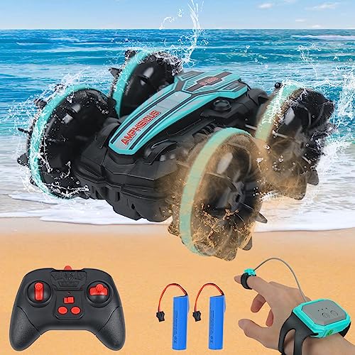 iBlivers Amphibisches Ferngesteuertes Auto, 4WD Gestensensor Wasserdicht RC Stunt Auto, 360 °Drehung Ferngesteuerter Auto ab 4,5,6,7,8 + Jahre alte Kindergeschenke von iBlivers