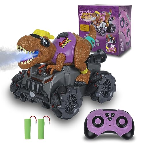 iBlivers Ferngesteuertes Dinosaurier Auto, 2,4 GHz Cartoon Fernbedienung Monster Truck, RC Dinosaurier Monster Auto, Spray Musik RC Monster Truck Stuntshow für Jungen 3-12 Jahre von iBlivers