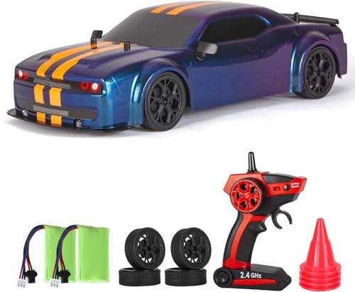 iBlivers Ferngesteuertes Drift Auto, GT RC Drift Fernbedienung im Maßstab mit LED-Leuchten, 4WD Spielzeugauto mit Driftfunktion ab Jahre alte Kindergeschenke von iBlivers