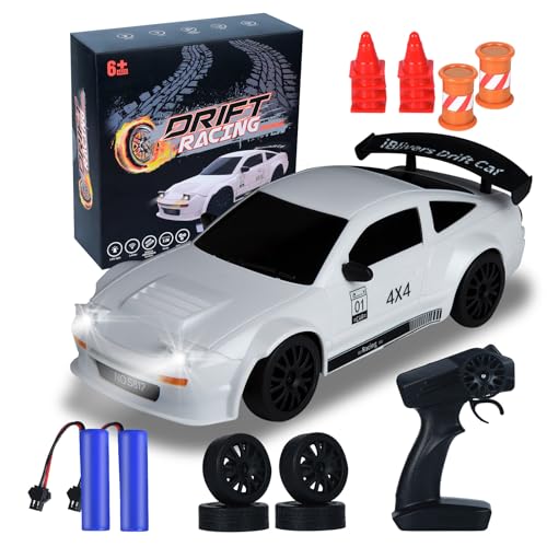 iBlivers Mini Ferngesteuertes Drift Auto mit Vollproportional-Gashebel, 1:24 Ferngesteuertes Auto 4WD Drift GT-RX7 RC Car Fahrzeug RC Drifting Auto Geschenke Spielzeug für Jungen Kinder (Weiß) von iBlivers