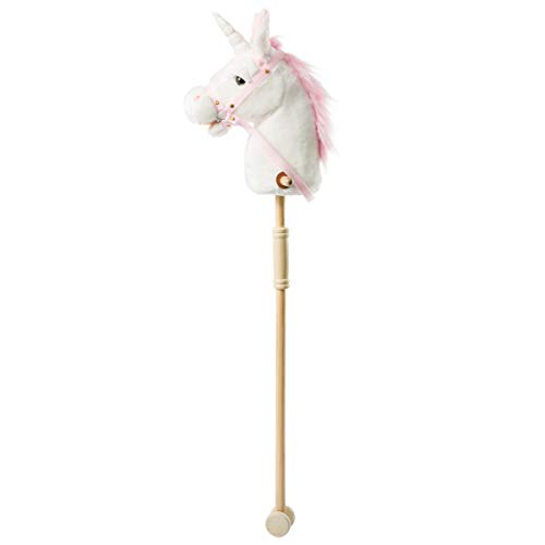 iBonny 36-inch Weiß Steckenpferd mit Guten Griffen und Rädern Einhorn Plüschtier von iBonny