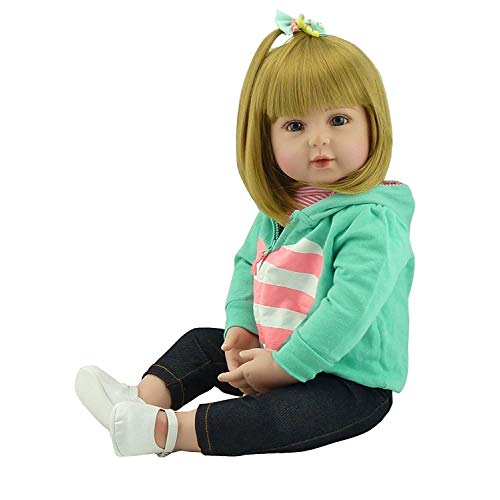 iCradle 18Zoll 45cm Weiche Silikon Vinyl Realistische Reborn Babypuppen Mädchen Kleinkind Reborn Baby Doll Magnetisch Mund with Blonde Haare von iCradle