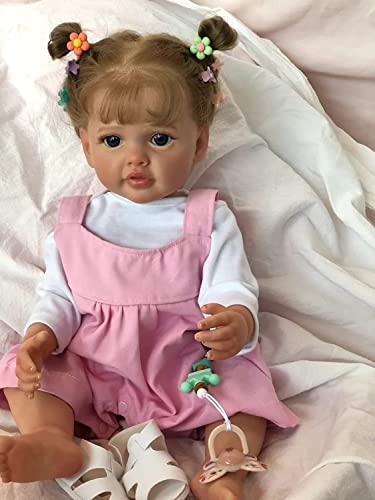 iCradle Reborn Baby Dolls Wiedergeborene Puppen 22 Zoll 55 cm Wiedergeborene Baby-Kleinkind-Puppen Ganzkörper Mädchen Puppen Real Realistisches Mädchen Geborenes Spielzeug von iCradle