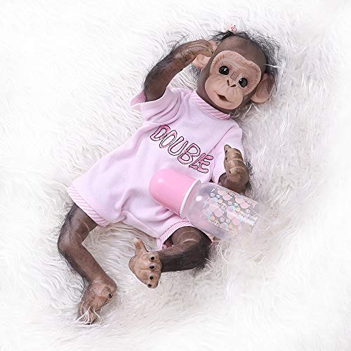 iCradle Reborn Dolls 18 Zoll 48 cm niedliche Puppe für Babys Monkey Dolls weiches Silikon realistisch, schöne Puppen Neugeborene, Playmate (Girl) von iCradle