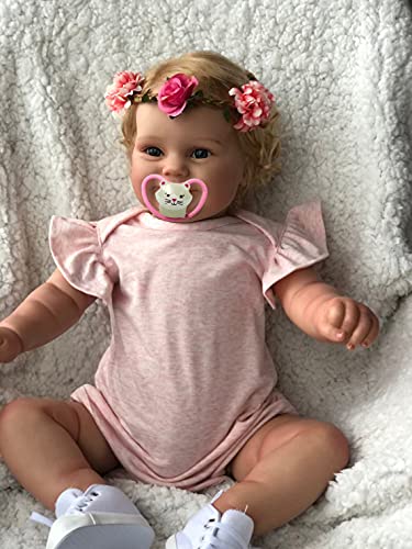 iCradle Reborn Dolls 24inch 60cm Reborn Kleinkind beliebt Maddie Cute Girl Doll mit Rooted Blonde Hair Soft Cuddle Body Handmade Doll von iCradle