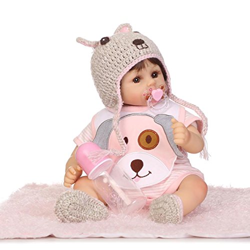 iCradle Schöne 17 Zoll Reborn Baby Doll Lebensechtes Kleinkind Mädchen Silikon Vinyl Realistische Puppe Schwarze Haut von iCradle