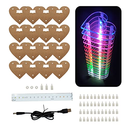 iCubeSmart 16 LED Audio Spektrum DIY Elektronische Kits Eingebautes Mikrofon zum Sammeln von Musik (PP16-Heart) von iCubeSmart