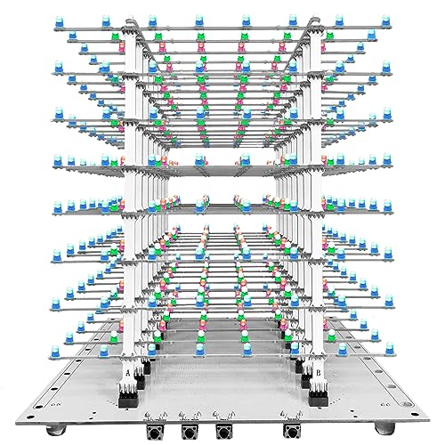 iCubeSmart 3D8P-MULTI, 3D-LED-Würfel-Set, Elektronische Kits, LED Cube Bausatz DIY Kit LED Licht Cube DIY Elektronik 8x8x8 Wuerfel Bausatz (3D8P-MULTI) von iCubeSmart