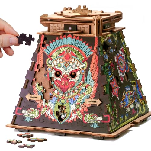 iDventure Cluepuzzle Sonnenpyramide - Puzzlebox mit Jigsaw Puzzle - Escape Room Spiel - Geschenkbox - Schatztruhe - 3D Holzpuzzle - Sequenzielle Puzzles Rätselbox Erwachsene - Geldgeschenk - Geschenk von iDventure