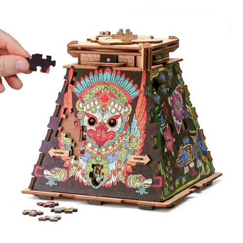 iDventure Cluepuzzle Sonnenpyramide - Puzzlebox mit Jigsaw Puzzle - Escape Room Spiel - Geschenkbox - Schatztruhe - 3D Holzpuzzle - Sequenzielle Puzzles Rätselbox Erwachsene - Geldgeschenk - Geschenk von iDventure