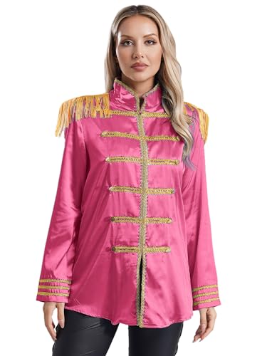 iEFiEL Damen SGT Kostüm 60er Jahre Sergeant Pepper Kostüm Halloween Mottoparty Langarmjacke Retro Musik Outfits Hell Rosa 3XL von iEFiEL