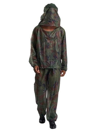 iEFiEL Herren Mosquito Anzug Ultra Bekleidung Set Zweiteiler Insektenschutz Anzug Camping Outfits Hooded Jacket Und Lang Hosen Waldtarnung M von iEFiEL