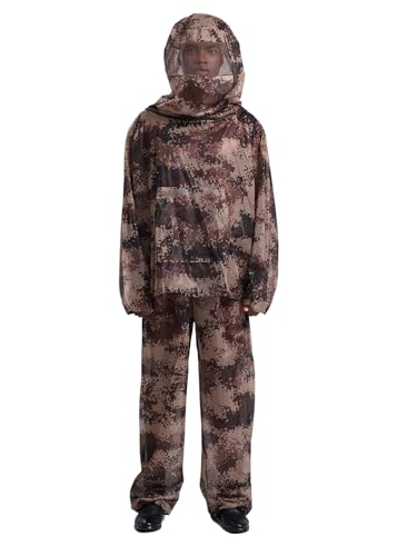 iEFiEL Herren Mosquito Anzug Ultra Bekleidung Set Zweiteiler Insektenschutz Anzug Camping Outfits Hooded Jacket Und Lang Hosen Wüstentarnung XL von iEFiEL