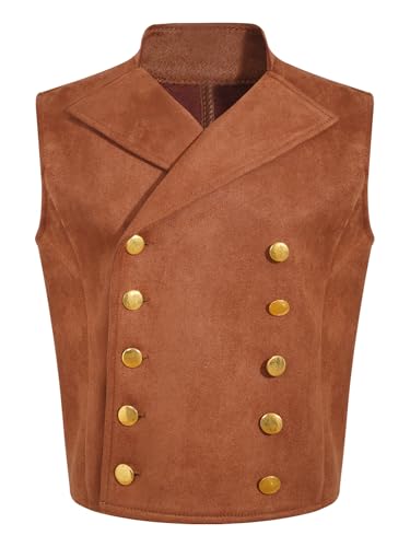 iEFiEL Jungen Mittelalterlich Wetse Viktorianisch Prinz Kostüm Halloween Mottoparty Oberteile Vintage Vest Ärmellose Waistcoat Braun 170-176 von iEFiEL