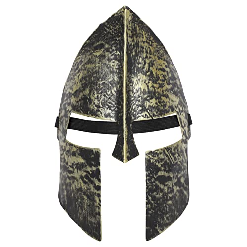 iEFiEL Kunststoff Spartaner Ritter Helm Mittelalter Wikinger Kriegerhelm Kämpfer Kopfrüstung Erwachsene Halloween Kostüm Requisiten Karneval Dress Up Zubehör Gold One Size von iEFiEL