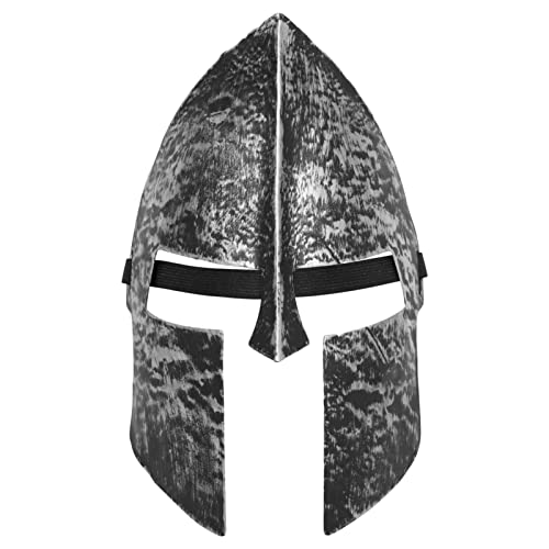 iEFiEL Kunststoff Spartaner Ritter Helm Mittelalter Wikinger Kriegerhelm Kämpfer Kopfrüstung Erwachsene Halloween Kostüm Requisiten Karneval Dress Up Zubehör Silber One Size von iEFiEL