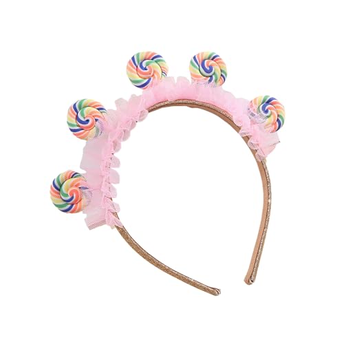 iEFiEL Mädchen Lollipop Stirnband Süße Mesh Haarband Pailletten Kopfbedeckung Fasching Party Haarschmuck Party Halloween Typ D One Size von iEFiEL